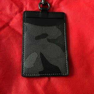 COACH 'Camo Coated Canvas' Unisex ID / Card Holder Lanyard
